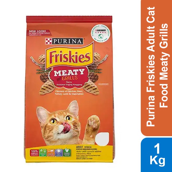 Purina Friskies Adult Cat Food Meaty Grills Flavours of Chicken, Beef, Trukey, Lamb & Veggetables- 1Kg