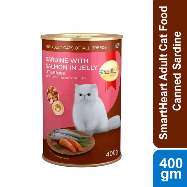 SmartHeart Adult Cat Food Can Sardine With Salmon In Jelly - 400G
