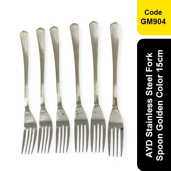 AYD Stainless Steel Frok Spoon Full Golden Color 15cm(GM 904)