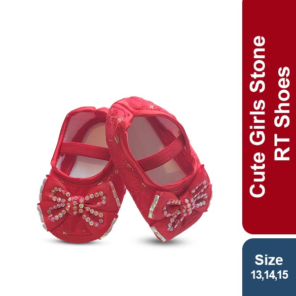 Cute Girls Stone RT Shoes -1pair (Red Color) GM 444