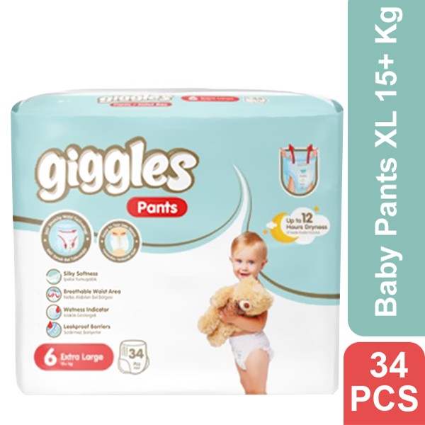 Giggles Baby Pants 6 XL 15+ kg 34 Pcs