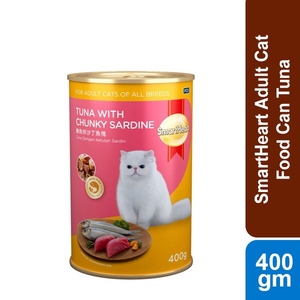 SmartHeart Adult Cat Food Can Tuna With Chunky Sardine - 400G