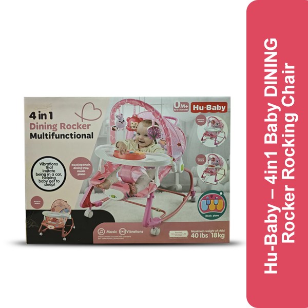 Hu-Baby – 4in1 Baby DINING Rocker Rocking Chair with Wheels Vibrating Music