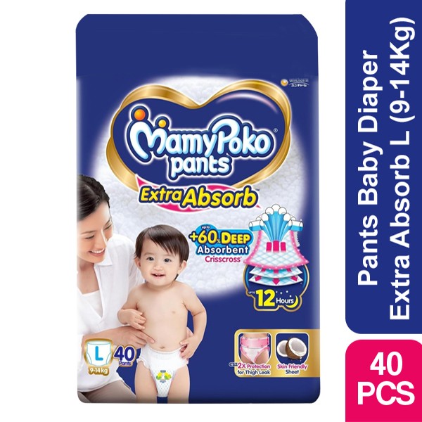 MamyPoko Pants Diaper Extra Absorb Pant L (9-14 kg) 40 pcs