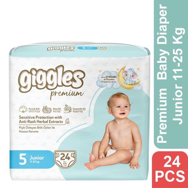 Giggles Premium Baby Diaper 5 Junior 11-25 Kg 24 Pcs