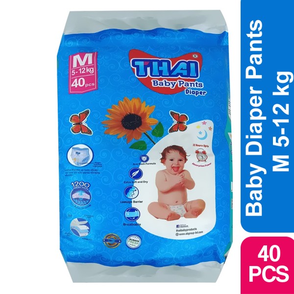 Thai Baby Diaper Pants M 5-12 kg 40 Pcs