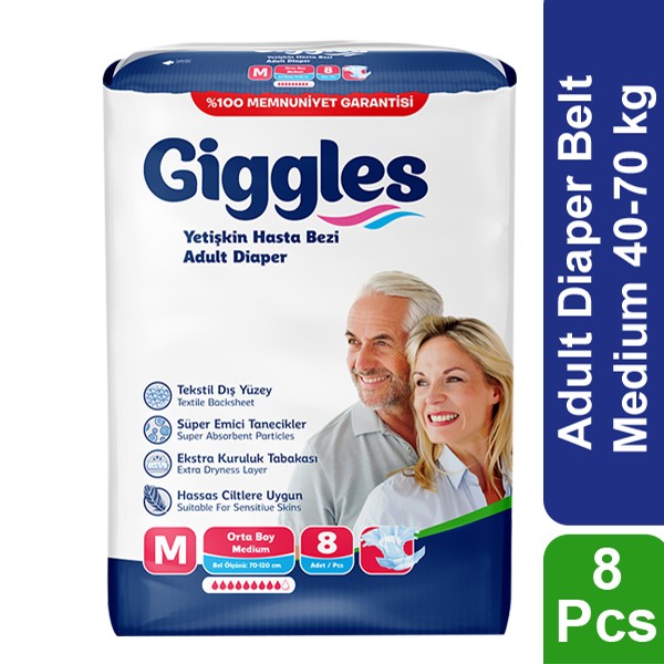 Giggles Adult Diaper Belt M 40-70 kg-8 Pcs