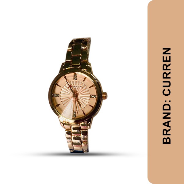 Curren Ladies Watch for Women -Merun-Gold Color