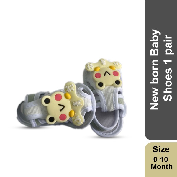 New born Baby Shoes 1 pair (0-10 month )-Ash Color(GM 1165)