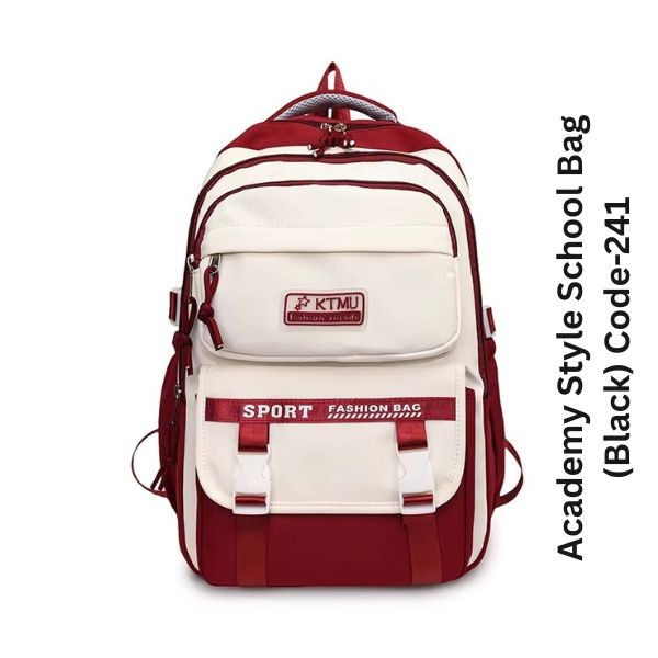 Academy Style School Bag Book Bag Lightweight College Student Backpack(Red) Code : 241