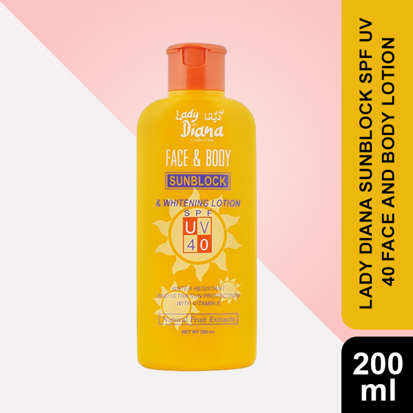 Lady Diana Sunblock SPF UV 40 Face And Body Lotion 200 ml